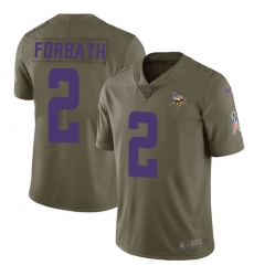 Youth Nike Minnesota Vikings #2 Kai Forbath Limited Olive 2017 Salute to Service NFL Jersey