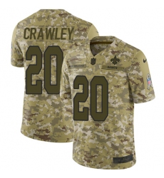 Men's Nike New Orleans Saints #20 Ken Crawley Limited Camo 2018 Salute to Service NFL Jersey