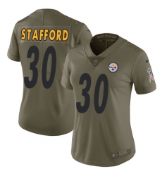 Women's Nike Pittsburgh Steelers #30 Daimion Stafford Limited Olive 2017 Salute to Service NFL Jersey
