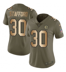 Women's Nike Pittsburgh Steelers #30 Daimion Stafford Limited Olive/Gold 2017 Salute to Service NFL Jersey