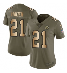 Women's Nike Pittsburgh Steelers #21 Joe Haden Limited Olive/Gold 2017 Salute to Service NFL Jersey