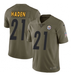 Youth Nike Pittsburgh Steelers #21 Joe Haden Limited Olive 2017 Salute to Service NFL Jersey