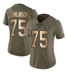Women's Nike San Francisco 49ers #75 Laken Tomlinson Limited Olive/Gold 2017 Salute to Service NFL Jersey