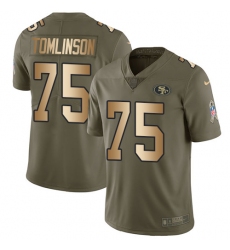 Youth Nike San Francisco 49ers #75 Laken Tomlinson Limited Olive/Gold 2017 Salute to Service NFL Jersey