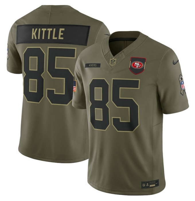 Men's San Francisco 49ers #85 George Kittle Olive 2025 Salute to Service Limited Football Stitched Jersey
