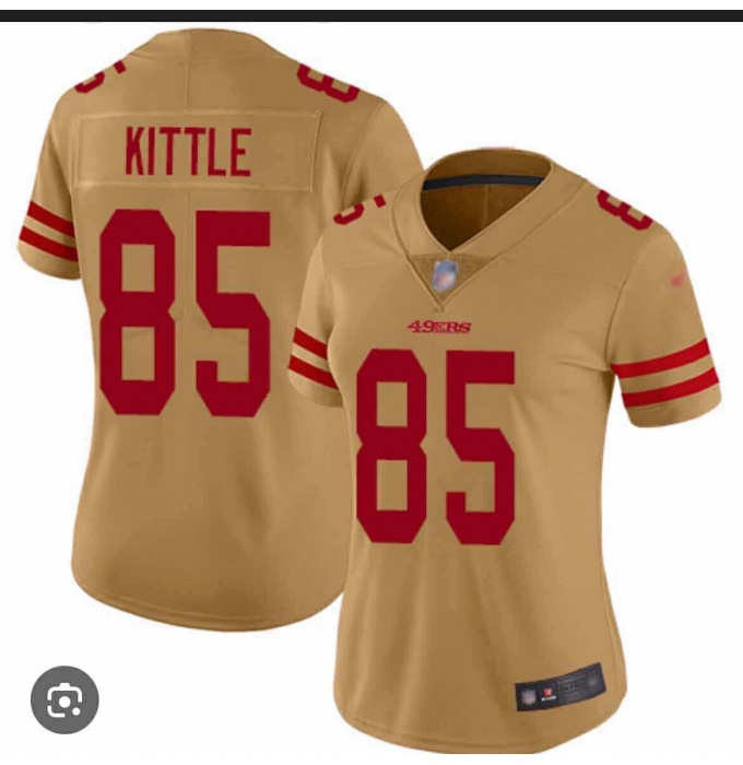 Women's San Francisco 49ers #85 George Kittle Gold Vapor Alternate Football Stitched Jersey(Run Small)
