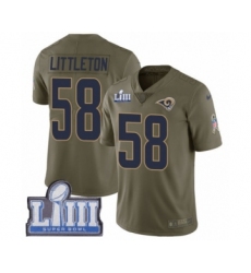 Men's Nike Los Angeles Rams #58 Cory Littleton Limited Olive 2017 Salute to Service Super Bowl LIII Bound NFL Jersey