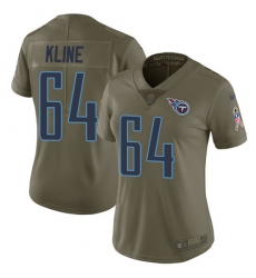 Women's Nike Tennessee Titans #64 Josh Kline Limited Olive 2017 Salute to Service NFL Jersey