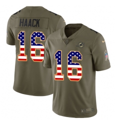 Youth Nike Miami Dolphins #16 Matt Haack Limited Olive/USA Flag 2017 Salute to Service NFL Jersey