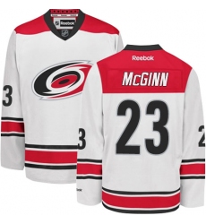 Men's Reebok Carolina Hurricanes #23 Brock McGinn Authentic White Away NHL Jersey