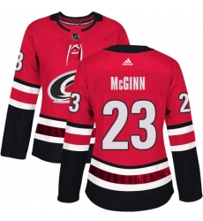 Women's Adidas Carolina Hurricanes #23 Brock McGinn Authentic Red Home NHL Jersey
