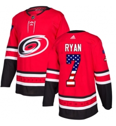 Youth Adidas Carolina Hurricanes #7 Derek Ryan Authentic Red USA Flag Fashion NHL Jersey