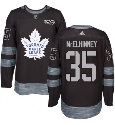 Men's Adidas Toronto Maple Leafs #35 Curtis McElhinney Authentic Black 1917-2017 100th Anniversary NHL Jersey