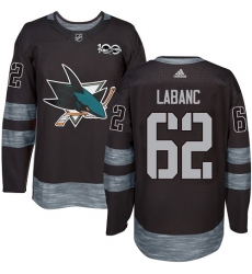 Men's Adidas San Jose Sharks #62 Kevin Labanc Premier Black 1917-2017 100th Anniversary NHL Jersey