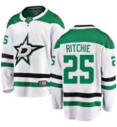 Youth Dallas Stars #25 Brett Ritchie Authentic White Away Fanatics Branded Breakaway NHL Jersey
