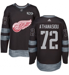 Men's Adidas Detroit Red Wings #72 Andreas Athanasiou Authentic Black 1917-2017 100th Anniversary NHL Jersey