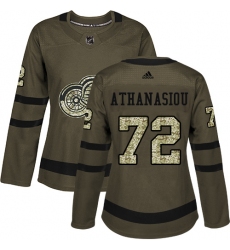 Women's Adidas Detroit Red Wings #72 Andreas Athanasiou Authentic Green Salute to Service NHL Jersey