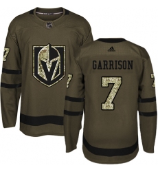Men's Adidas Vegas Golden Knights #7 Jason Garrison Authentic Green Salute to Service NHL Jersey