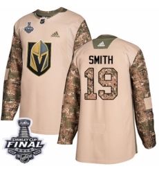Youth Adidas Vegas Golden Knights #19 Reilly Smith Authentic Camo Veterans Day Practice 2018 Stanley Cup Final NHL Jersey