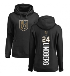 NHL Women's Adidas Vegas Golden Knights #24 Oscar Lindberg Black Backer Pullover Hoodie