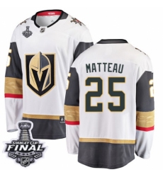 Youth Vegas Golden Knights #25 Stefan Matteau Authentic White Away Fanatics Branded Breakaway 2018 Stanley Cup Final NHL Jersey
