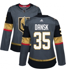 Women's Adidas Vegas Golden Knights #35 Oscar Dansk Authentic Gray Home NHL Jersey