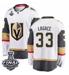 Youth Vegas Golden Knights #33 Maxime Lagace Authentic White Away Fanatics Branded Breakaway 2018 Stanley Cup Final NHL Jersey