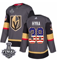 Youth Adidas Vegas Golden Knights #38 Tomas Hyka Authentic Gray USA Flag Fashion 2018 Stanley Cup Final NHL Jersey