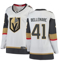 Women's Vegas Golden Knights #41 Pierre-Edouard Bellemare Authentic White Away Fanatics Branded Breakaway NHL Jersey