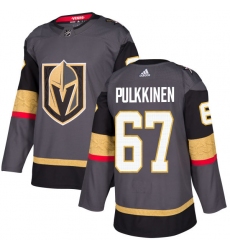 Men's Adidas Vegas Golden Knights #67 Teemu Pulkkinen Authentic Gray Home NHL Jersey