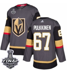 Men's Adidas Vegas Golden Knights #67 Teemu Pulkkinen Premier Gray Home 2018 Stanley Cup Final NHL Jersey