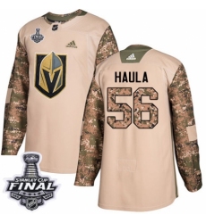 Youth Adidas Vegas Golden Knights #56 Erik Haula Authentic Camo Veterans Day Practice 2018 Stanley Cup Final NHL Jersey