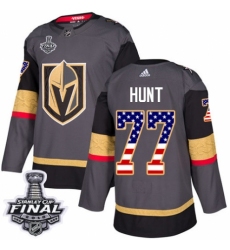 Men's Adidas Vegas Golden Knights #77 Brad Hunt Authentic Gray USA Flag Fashion 2018 Stanley Cup Final NHL Jersey