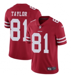 Men's Nike San Francisco 49ers #81 Trent Taylor Red Team Color Vapor Untouchable Limited Player NFL Jersey