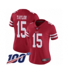 Women's San Francisco 49ers #15 Trent Taylor Red Team Color Vapor Untouchable Limited Player 100th Season Football Jersey