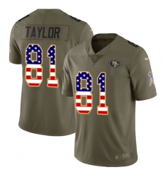 Youth Nike San Francisco 49ers #81 Trent Taylor Limited Olive/USA Flag 2017 Salute to Service NFL Jersey