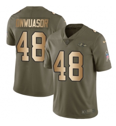 Youth Nike Baltimore Ravens #48 Patrick Onwuasor Limited Olive/Gold Salute to Service NFL Jersey