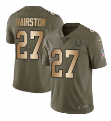 Men's Nike Indianapolis Colts #27 Nate Hairston Limited Olive/Gold 2017 Salute to Service NFL Jersey