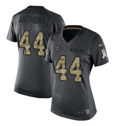 Women's Nike Miami Dolphins #44 Stephone Anthony Limited Black 2016 Salute to Service NFL Jersey