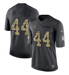 Youth Nike Miami Dolphins #44 Stephone Anthony Limited Black 2016 Salute to Service NFL Jersey
