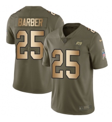 Youth Nike Tampa Bay Buccaneers #25 Peyton Barber Limited Olive/Gold 2017 Salute to Service NFL Jersey