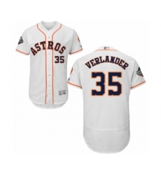 Men's Houston Astros #35 Justin Verlander White Home Flex Base Authentic Collection 2019 World Series Bound Baseball Jersey