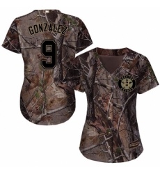 Women's Majestic Houston Astros #9 Marwin Gonzalez Authentic Camo Realtree Collection Flex Base MLB Jersey
