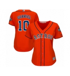 Women's Houston Astros #10 Yuli Gurriel Authentic Orange Alternate Cool Base 2019 World Series Bound Baseball Jersey