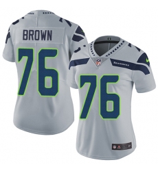 Women's Nike Seattle Seahawks #76 Duane Brown Grey Alternate Vapor Untouchable Limited Player NFL Jersey
