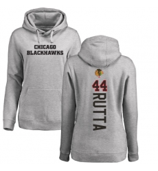 NHL Women's Adidas Chicago Blackhawks #44 Jan Rutta Ash Backer Pullover Hoodie