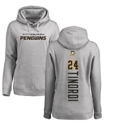 NHL Women's Adidas Pittsburgh Penguins #24 Jarred Tinordi Ash Backer Pullover Hoodie