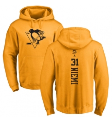 NHL Adidas Pittsburgh Penguins #31 Antti Niemi Gold One Color Backer Pullover Hoodie