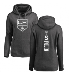 NHL Women's Adidas Los Angeles Kings #5 Christian Folin Charcoal One Color Backer Pullover Hoodie