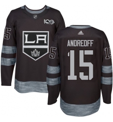 Men's Adidas Los Angeles Kings #15 Andy Andreoff Authentic Black 1917-2017 100th Anniversary NHL Jersey